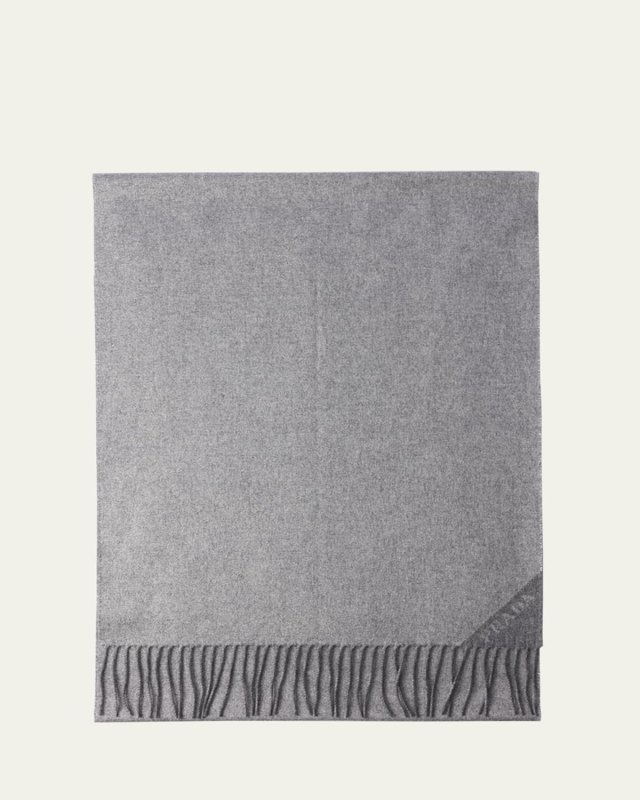 Fringe Jacquard Cashmere-Silk Scarf